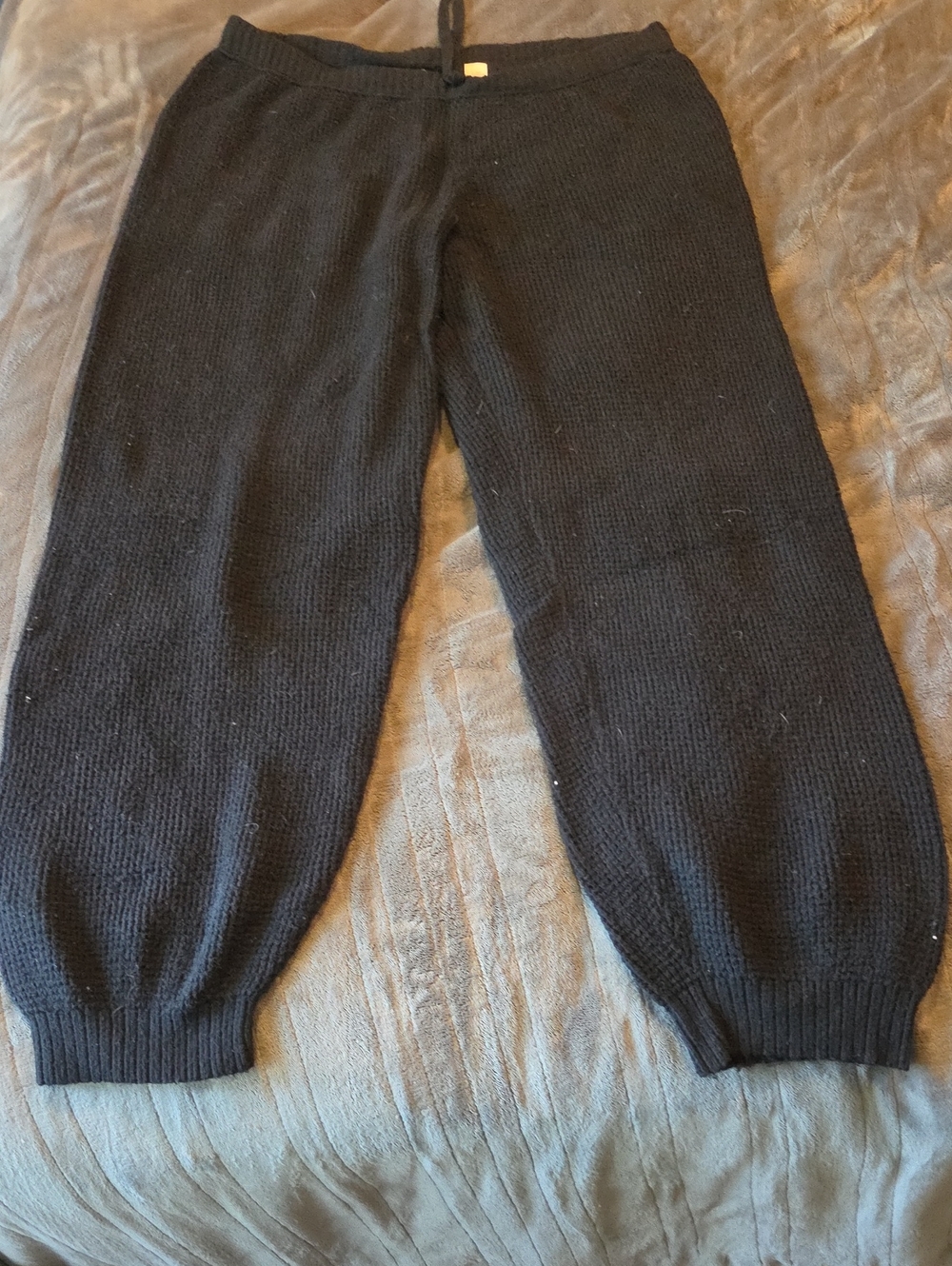 Women's Aerie Black Knit Jogger Bottoms Size Xl Long